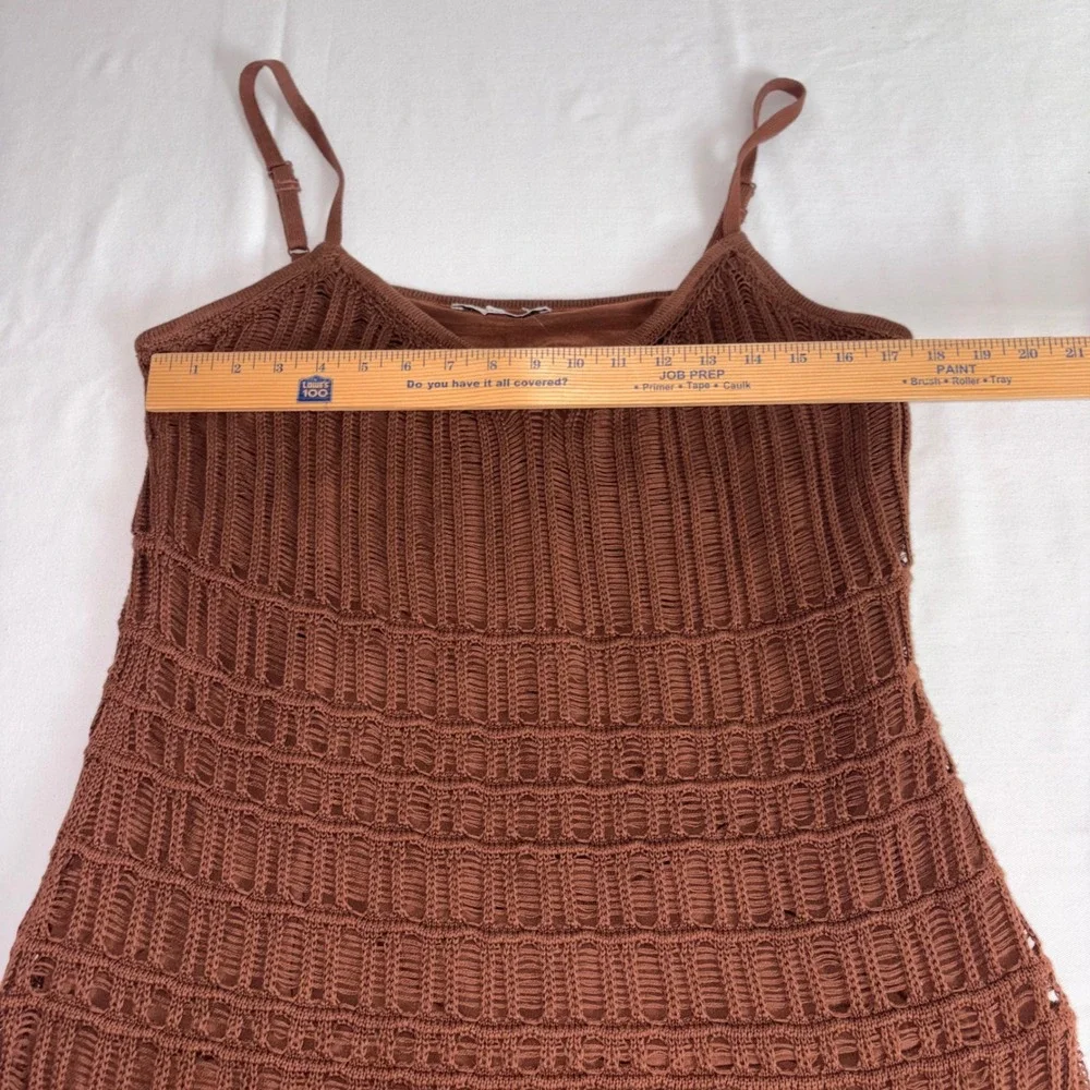Abercrombie & Fitch Crochet Maxi Dress XXL chocolate Brown V-Neck Boho Knit new